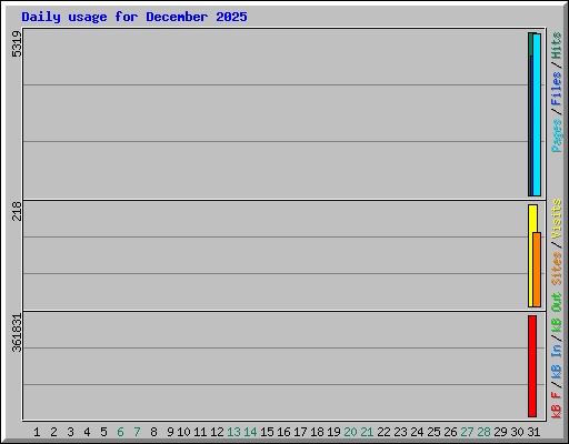 Daily usage for December 2025